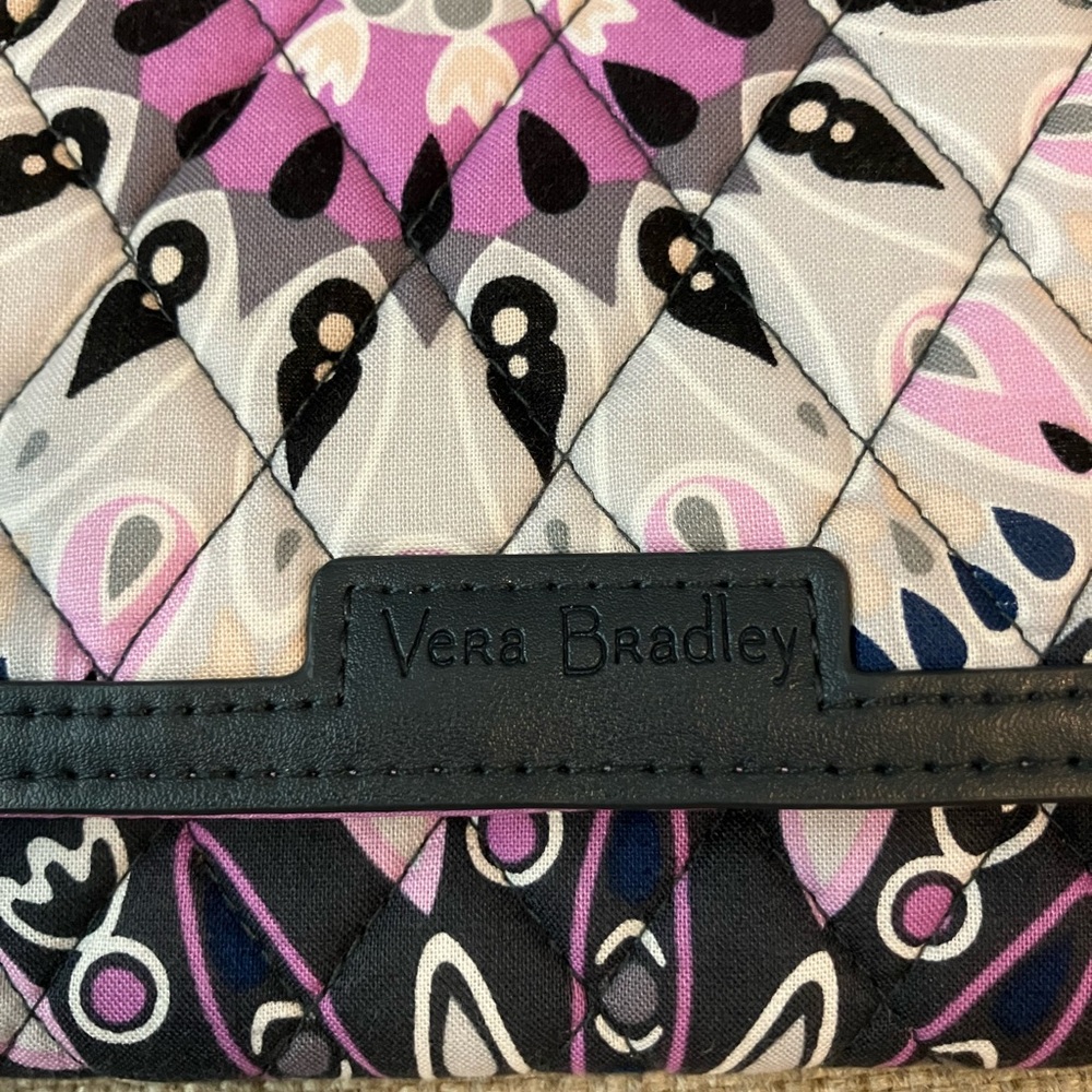 Vera Bradley black purple and white wristlet - Picture 3 of 7